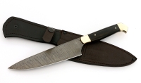 Нож Шеф №5 сталь дамаск, рукоять черный граб латунь - _MG_8544xl.jpg