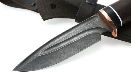 Нож Походный сталь дамаск-долы, рукоять черный граб венге Нож Походный сталь дамаск-долы, рукоять черный граб венге