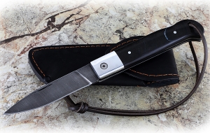 Складной нож Стриж, сталь дамаск, рукоять накладки акрил черный с дюралью Складной нож Стриж, сталь дамаск, рукоять накладки акрил черный с дюралью