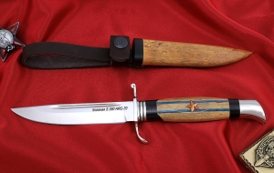 Нож финка НКВД, сталь S390, рукоять и ножны карельская береза черный граб, мельхиор Нож финка НКВД, сталь S390, рукоять и ножны карельская береза черный граб, мельхиор