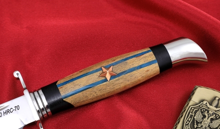 Нож финка НКВД, сталь S390, рукоять и ножны карельская береза черный граб, мельхиор Нож финка НКВД, сталь S390, рукоять и ножны карельская береза черный граб, мельхиор