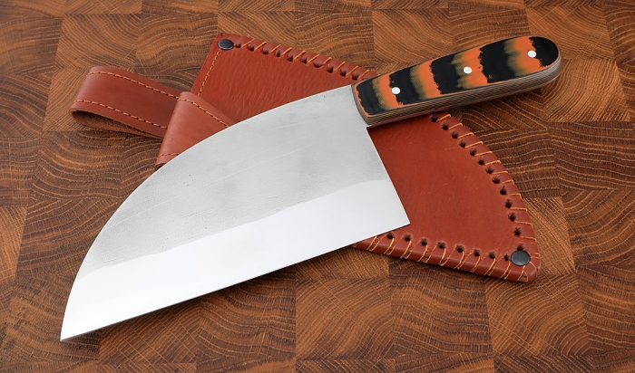 Нож Сербский сталь 95Х18 (следы ковки), рукоять микарта оранжевая
