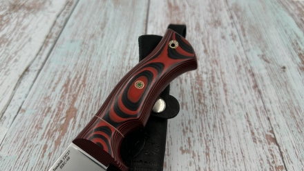 Нож "Нептун" сталь Sandvik 12c27 рукоять микарта красная 