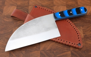 Нож Сербский сталь 95Х18 (следы ковки), рукоять микарта синяя Нож Сербский сталь 95Х18 (следы ковки), рукоять микарта синяя