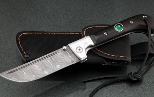 Нож складной Пчак сталь дамаск накладки черный граб с мусульманским значком Нож складной Пчак сталь дамаск накладки черный граб с мусульманским значком