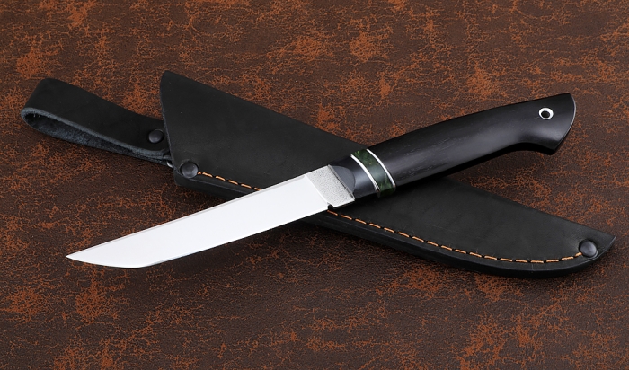 Нож Шаман 95Х18 рукоять G10 черная, карельская береза зеленая, черный граб