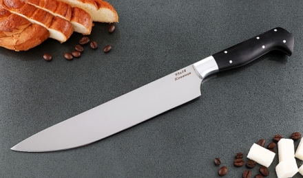 Кухонный нож Шеф №1 сталь 95Х18, рукоять черный акрил Кухонный нож Шеф №1 сталь 95Х18, рукоять черный акрил