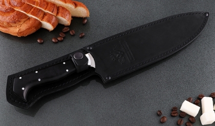 Кухонный нож Шеф №1 сталь 95Х18, рукоять черный акрил Кухонный нож Шеф №1 сталь 95Х18, рукоять черный акрил