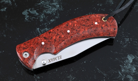 Складной нож Дельфин, сталь Elmax, рукоять накладки акрил красный