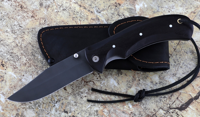 Нож Дельфин, сталь Х12МФ, складной, рукоять накладки черный граб