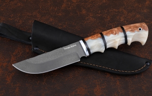 Нож Универсал сталь Х12МФ, рукоять карельская береза акрил белый Нож Универсал сталь Х12МФ, рукоять карельская береза акрил белый