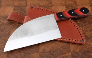 Нож Сербский сталь 95Х18 (следы ковки), рукоять микарта красная Нож Сербский сталь 95Х18 (следы ковки), рукоять микарта красная