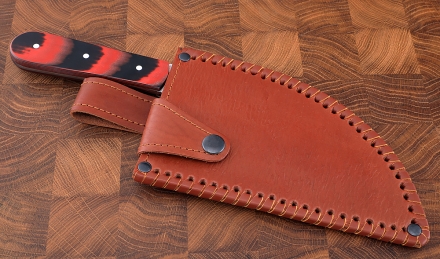 Нож Сербский сталь 95Х18 (следы ковки), рукоять микарта красная