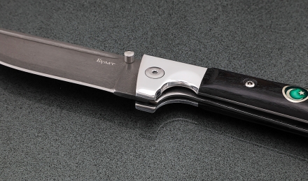 Нож складной Пчак сталь булат накладки черный граб с мусульманским значком Нож складной Пчак сталь булат накладки черный граб с мусульманским значком