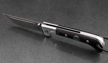 Нож складной Пчак сталь булат накладки черный граб с мусульманским значком Нож складной Пчак сталь булат накладки черный граб с мусульманским значком