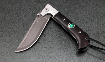 Нож складной Пчак сталь булат накладки черный граб с мусульманским значком Нож складной Пчак сталь булат накладки черный граб с мусульманским значком