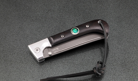 Нож складной Пчак сталь булат накладки черный граб с мусульманским значком Нож складной Пчак сталь булат накладки черный граб с мусульманским значком