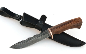 Нож Рыболов-2 сталь дамаск-камень, рукоять венге