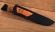 Нож Русак сталь M390, рукоять наборная карельская береза стабилизированная янтарь, латунь