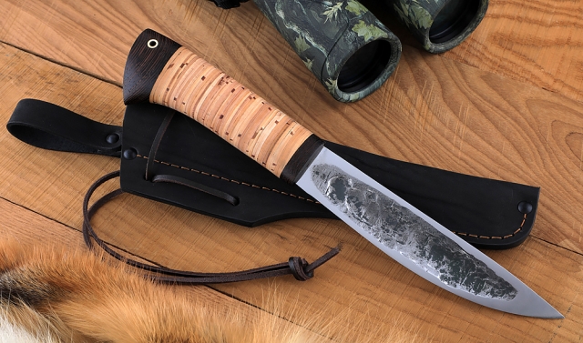 Нож Якут-2 малый сталь Х12МФ кованый дол рукоять береста 