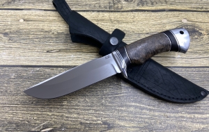 Нож "Алтай-2" сталь М390, рукоять карельская береза коричневая и черный граб (распродажа)