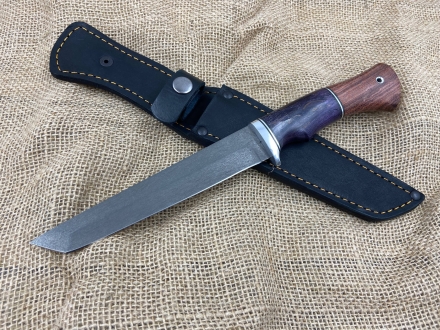 Нож "Тантуха" сталь х12мф, рукоять карельская береза фиолетовая и бубинга (распродажа) 