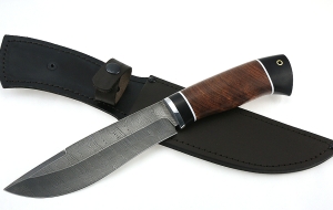 Нож Сибиряк сталь дамаск, рукоять бубинга-черный граб