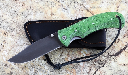 Нож Дельфин, сталь Х12МФ, складной, рукоять накладки акрил зеленый