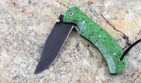 Нож Дельфин, сталь Х12МФ, складной, рукоять накладки акрил зеленый - Нож Дельфин, сталь Х12МФ, складной, рукоять накладки акрил зеленый