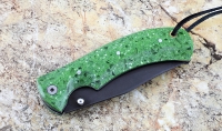Нож Дельфин, сталь Х12МФ, складной, рукоять накладки акрил зеленый - Нож Дельфин, сталь Х12МФ, складной, рукоять накладки акрил зеленый
