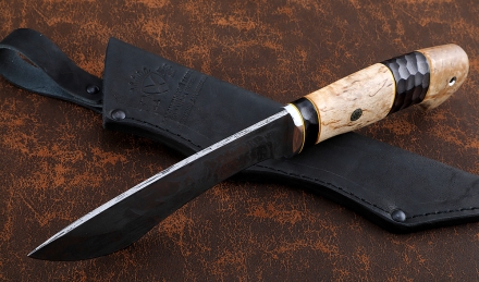 Нож Каратель сталь Х12МФ художественное травление, рукоять карельская береза черный граб Нож Каратель сталь Х12МФ художественное травление, рукоять карельская береза черный граб