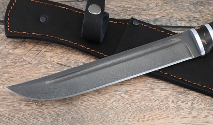 Нож казачий Пластун, сталь Х12МФ, рукоять карельская береза резная акрил коричневый Нож казачий Пластун, сталь Х12МФ, рукоять карельская береза резная акрил коричневый