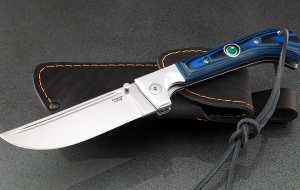 Нож складной Пчак сталь Х12МФ накладки микарта синяя с мусульманским значком Нож складной Пчак сталь Х12МФ накладки микарта синяя с мусульманским значком