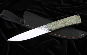 Нож №40 Х12МФ цельнометаллический рукоять карельская береза зеленая