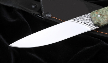 Нож №40 Х12МФ цельнометаллический рукоять карельская береза зеленая Нож №40 Х12МФ цельнометаллический рукоять карельская береза зеленая