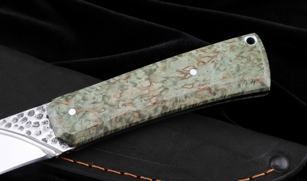 Нож №40 Х12МФ цельнометаллический рукоять карельская береза зеленая Нож №40 Х12МФ цельнометаллический рукоять карельская береза зеленая