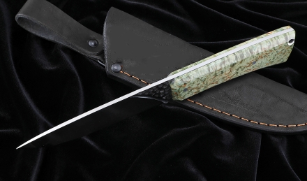 Нож №40 Х12МФ цельнометаллический рукоять карельская береза зеленая Нож №40 Х12МФ цельнометаллический рукоять карельская береза зеленая
