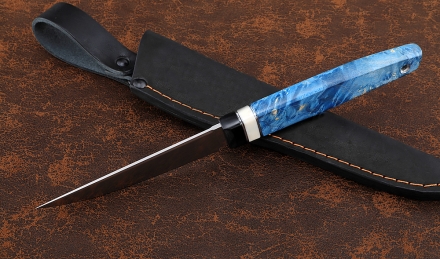 Нож Джур 95Х18 рукоять G10 черная, рог лося, карельская береза синяя Нож Джур 95Х18 рукоять G10 черная, рог лося, карельская береза синяя