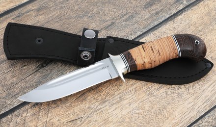 Нож охотничий "Лидер" сталь AUS-10, рукоять береста