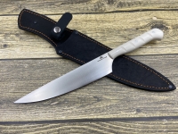 Кухонный нож №1 цельнометаллический сталь х12мф сатин, накладки акрил белый (распродажа)