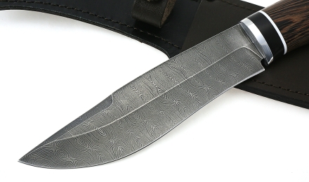 Нож Сибиряк сталь дамаск, рукоять венге-черный граб Нож Сибиряк сталь дамаск, рукоять венге-черный граб