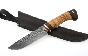 Нож Барракуда сталь дамаск камень рукоять береста Нож Барракуда сталь дамаск камень рукоять береста