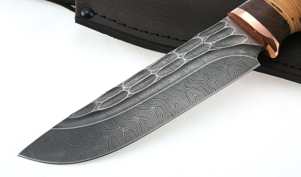 Нож Барракуда сталь дамаск камень рукоять береста Нож Барракуда сталь дамаск камень рукоять береста