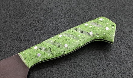 Кухонный нож Шеф №2 сталь Х12МФ, рукоять зеленый акрил