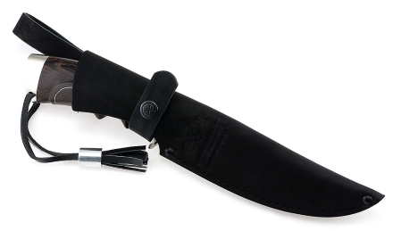 Нож Барракуда сталь дамаск полный камень рукоять венге резная, мельхиор 1