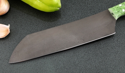 Кухонный нож Шеф №3 сталь Х12МФ, рукоять зеленый акрил Кухонный нож Шеф №3 сталь Х12МФ, рукоять зеленый акрил