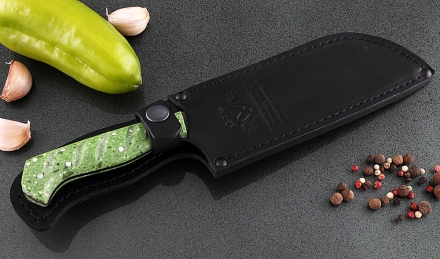 Кухонный нож Шеф №3 сталь Х12МФ, рукоять зеленый акрил Кухонный нож Шеф №3 сталь Х12МФ, рукоять зеленый акрил