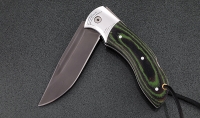 Нож Беркут, складной, сталь Х12МФ, рукоять накладки микарта зеленая с дюралью - Нож Беркут, складной, сталь Х12МФ, рукоять накладки микарта зеленая с дюралью