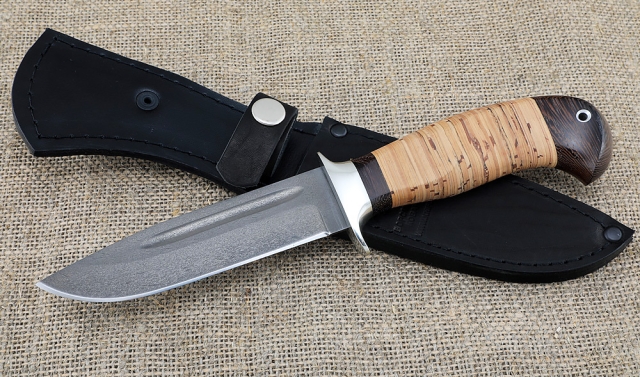 Нож Лидер сталь Х12МФ с долом рукоять береста (NEW) 