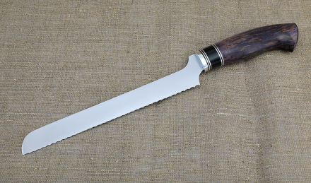 Кухонный набор из 4 ножей сталь ВН с никелем  рукоять черный граб и стабилизированная карельская береза фиолетовая подставка акрил черный и карельская береза фиолетовая Кухонный набор из 4 ножей сталь ВН с никелем  рукоять черный граб и стабилизированная карельская береза фиолетовая подставка акрил черный и карельская береза фиолетовая